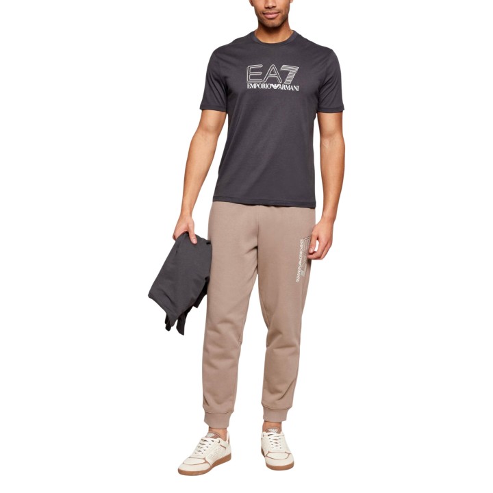 Camiseta gris EA7 de hombre vista frontal de cuerpo entero