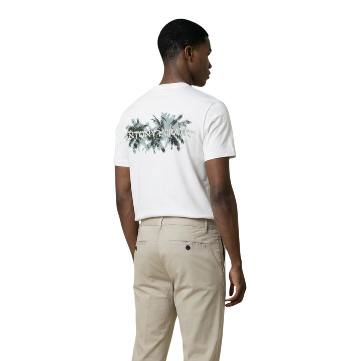 Camiseta Antony Morato de hombre color crema con estampado vista posterior