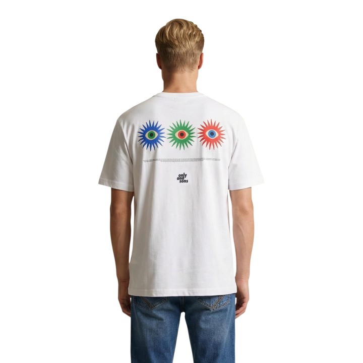 Only & Sons camiseta de hombre blanca Onsfred Life Eye Rlx Ss Tee 22037618 vista posterior