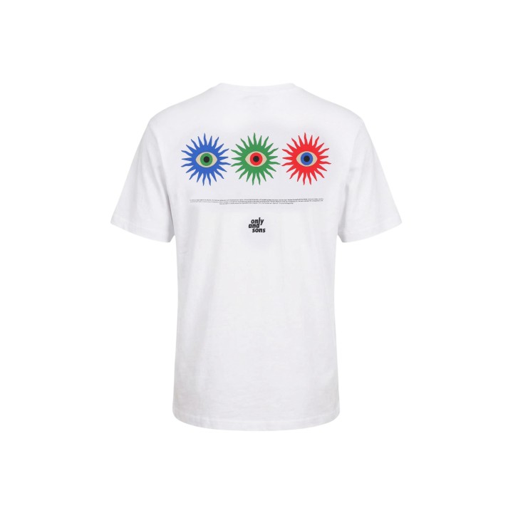 Only & Sons camiseta de hombre blanca Onsfred Life Eye Rlx Ss Tee 22037618 vista posterior