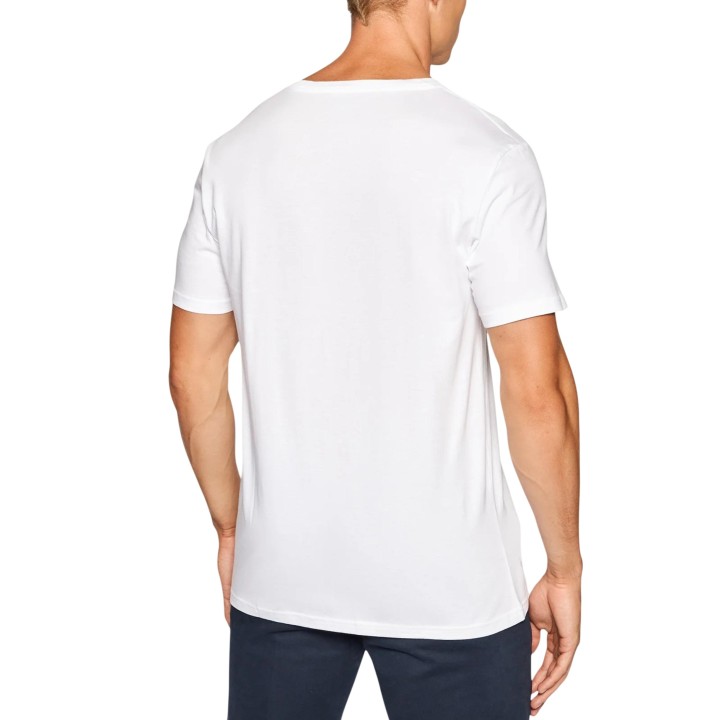 Camiseta de hombre Ralph Lauren blanca con logo azul vista posterior