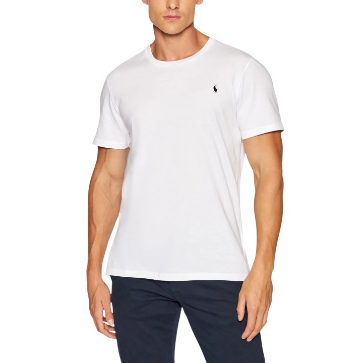 Camiseta de hombre Ralph Lauren blanca con logo azul vista frontal
