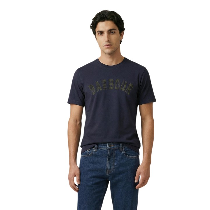 Barbour camiseta de hombre Berwick Tartan MTS1562 azul oscuro vista frontal