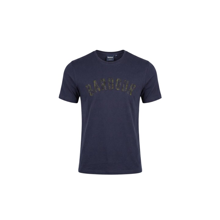 Barbour camiseta de hombre Berwick Tartan MTS1562 azul oscuro detalle frontal