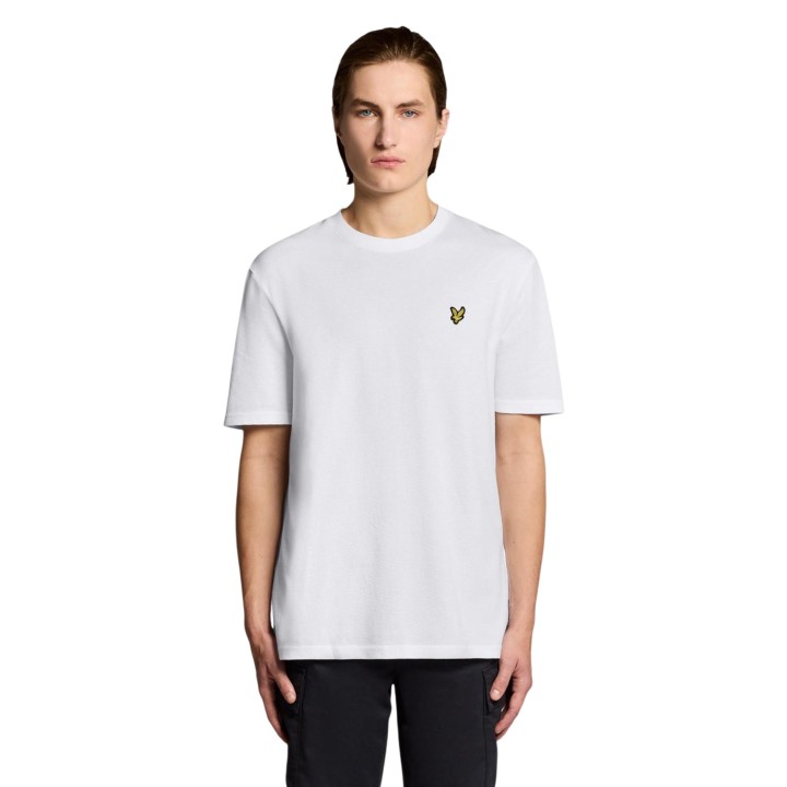 Lyle & Scott camiseta de hombre blanca de jacquard modelo TS2406V vista frontal