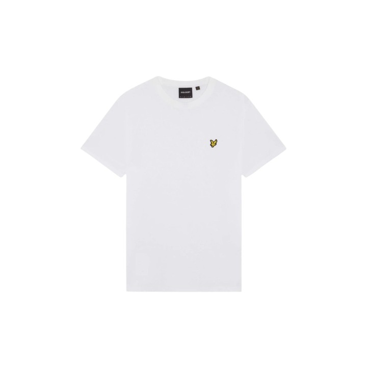 Lyle & Scott camiseta de hombre blanca de jacquard modelo TS2406V vista frontal en plano