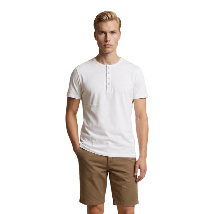 Camiseta blanca de hombre YOS SLE6TS010340U vista frontal