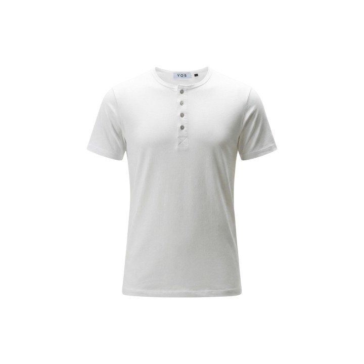 Camiseta blanca de hombre YOS SLE6TS010340U en detalle frontal