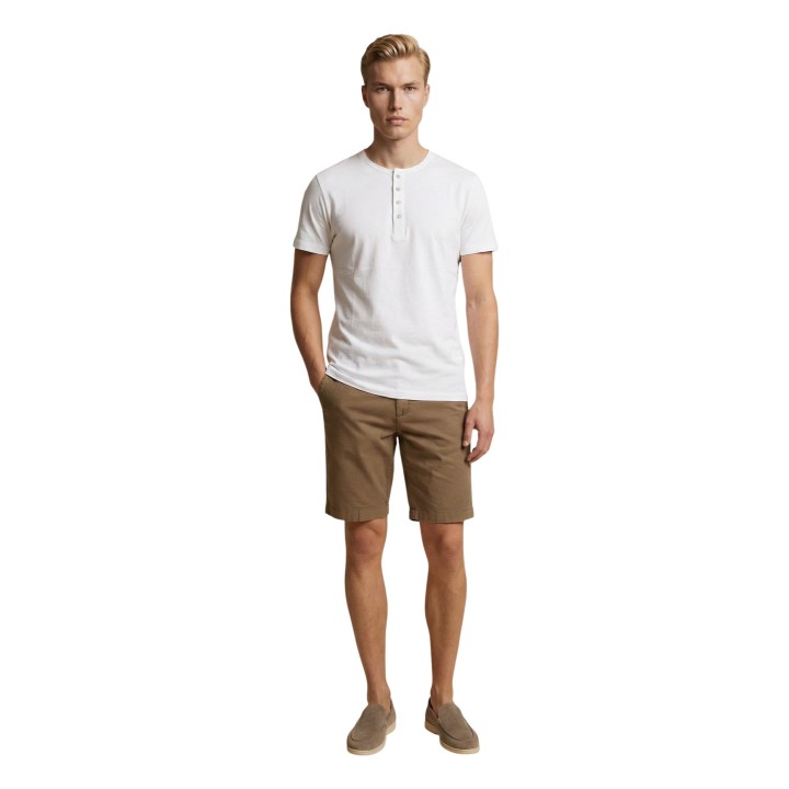 Camiseta blanca de hombre YOS SLE6TS010340U vista frontal de cuerpo entero
