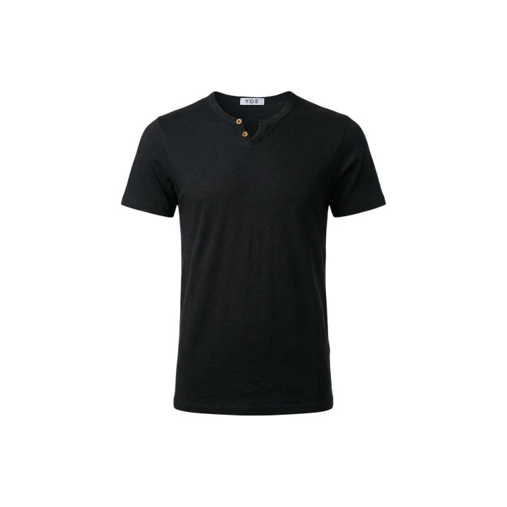 YOS camiseta negra de hombre LVE6TS003028U en detalle frontal