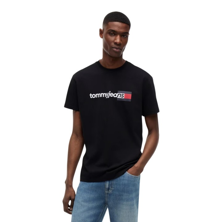 Camiseta negra de hombre Tommy Hilfiger Jeans DM0DM23406 vista frontal