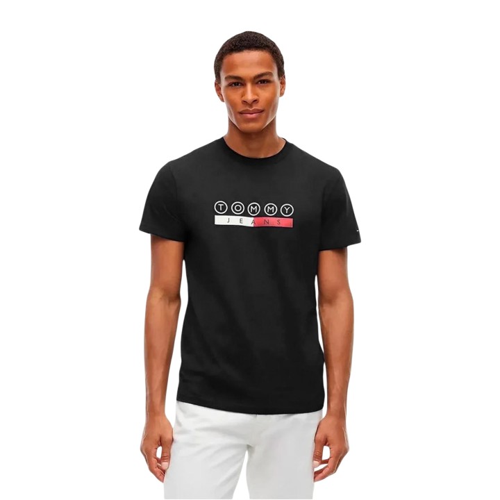 Camiseta negra de hombre Tommy Hilfiger Jeans DM0DM23715 vista frontal