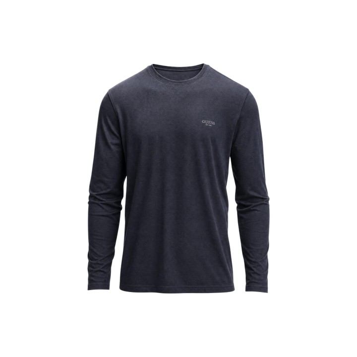 Guess camiseta de hombre negra de manga larga detalle frontal