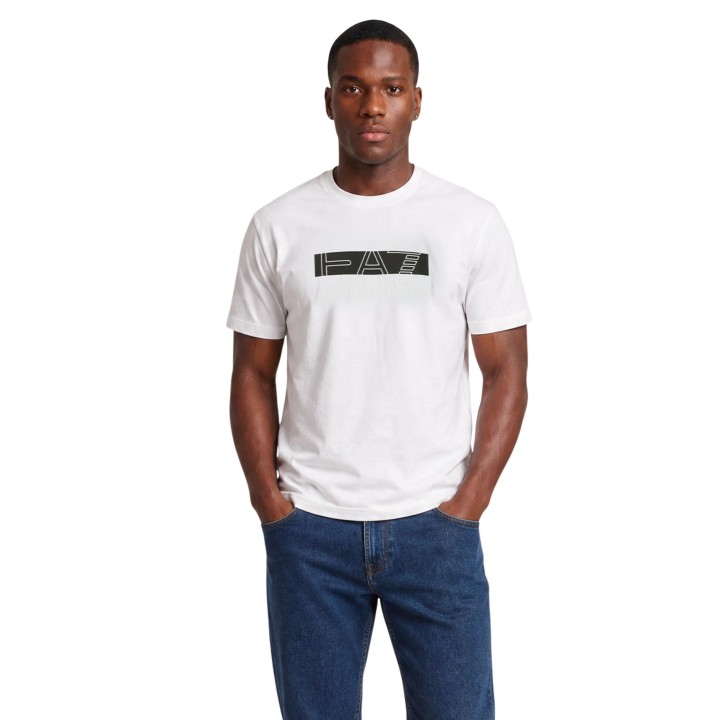 EA7 camiseta de hombre blanca y negra 7M002415 AF10375 vista frontal