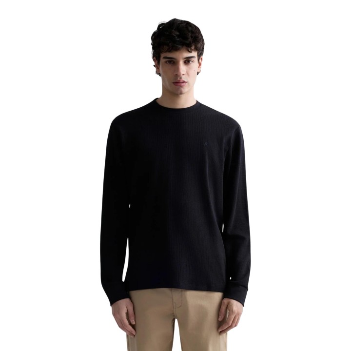 Replay camiseta de hombre negra de tejido waffle M3101 vista frontal