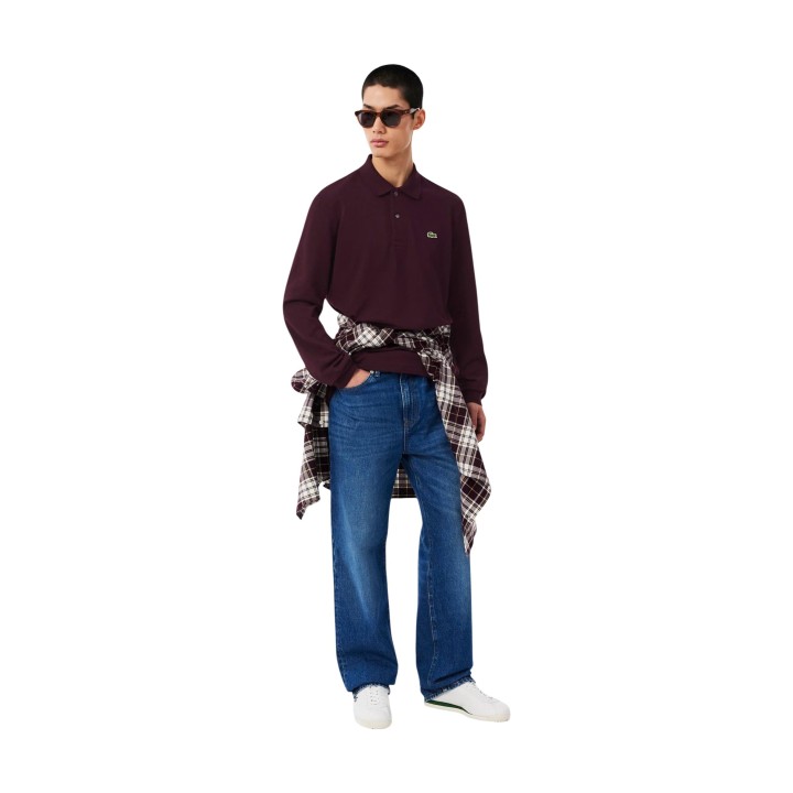 Lacoste camiseta de manga larga para hombre color grape violet vista de tres cuartos