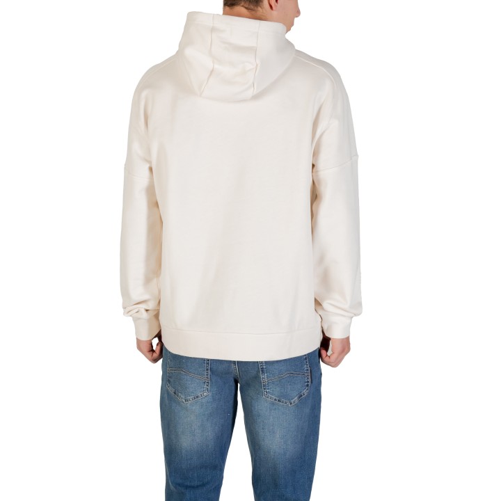 Sudadera EA7 de hombre blanca y negra con capucha vista posterior