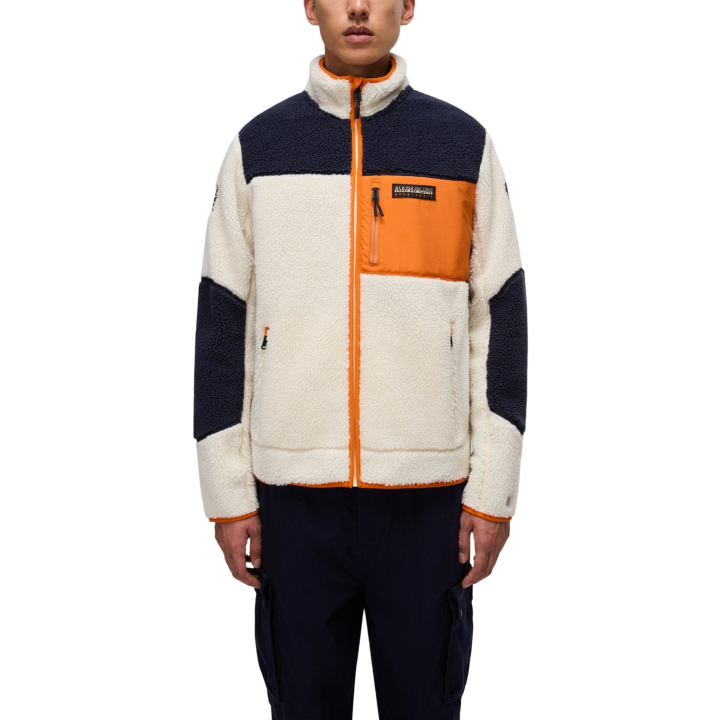 Napapijri sudadera de hombre naranja en tejido polar vista frontal