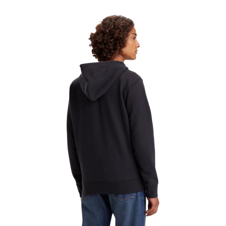 Levi's sudadera de hombre negra con capucha y cremallera vista posterior