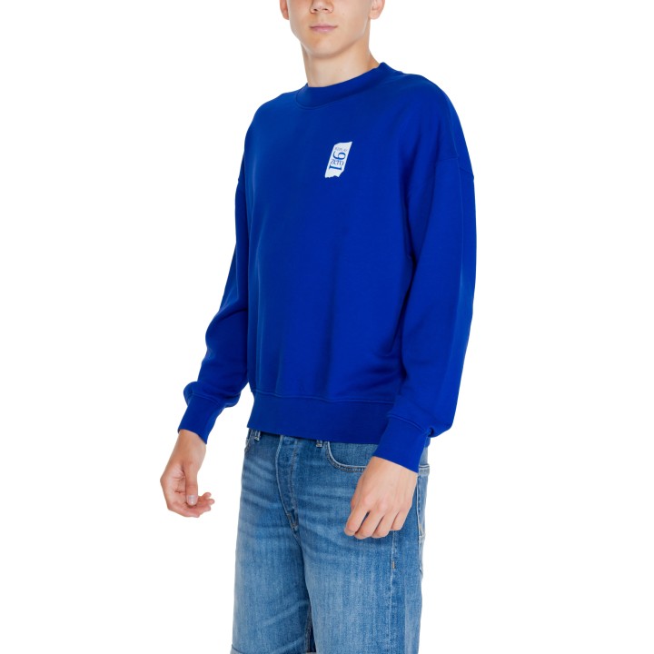Replay sudadera de hombre azul de algodón vista de tres cuartos