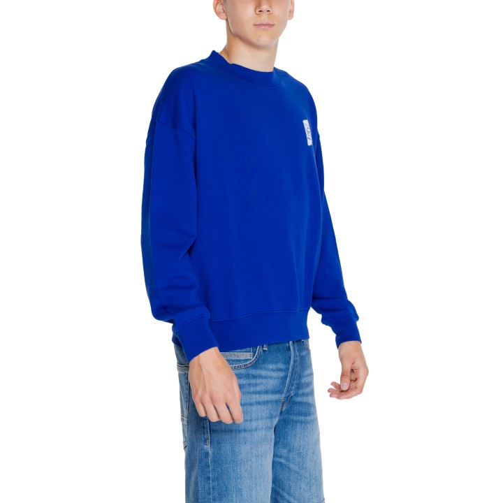 Replay sudadera de hombre azul de algodón vista de tres cuartos