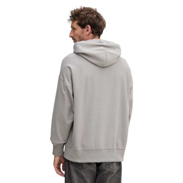 Sudadera Calvin Klein Jeans de hombre gris de terry con capucha vista posterior de tres cuartos