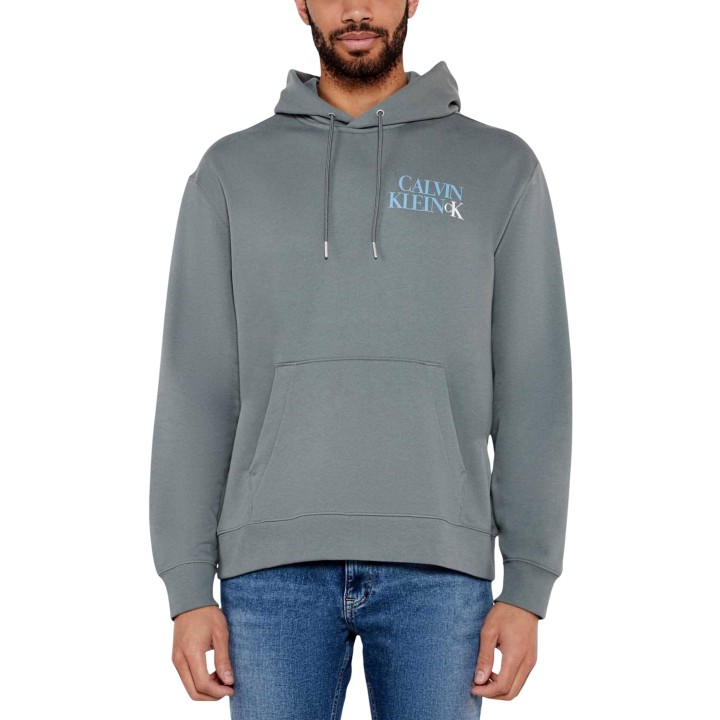 Sudadera gris Calvin Klein Jeans para hombre con capucha vista frontal