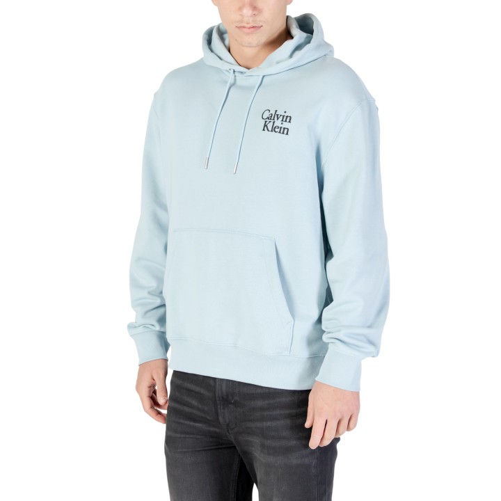Sudadera de hombre Calvin Klein Jeans azul claro con capucha vista de tres cuartos
