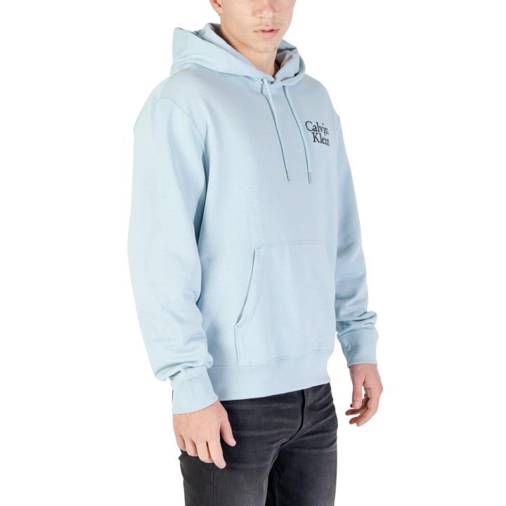 Sudadera de hombre Calvin Klein Jeans azul claro con capucha vista de tres cuartos
