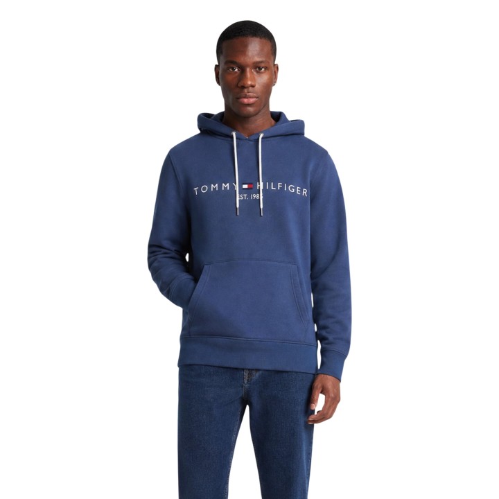 Tommy Hilfiger sudadera de hombre azul con capucha vista frontal
