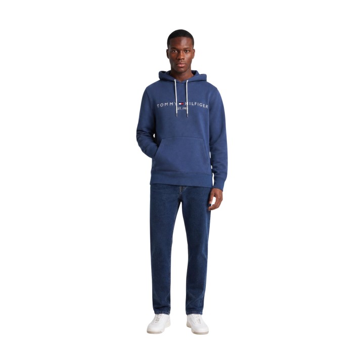 Tommy Hilfiger sudadera de hombre azul con capucha vista frontal completa