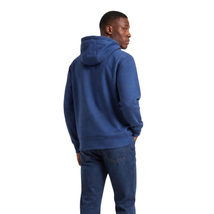 Tommy Hilfiger sudadera de hombre azul con capucha vista posterior de tres cuartos