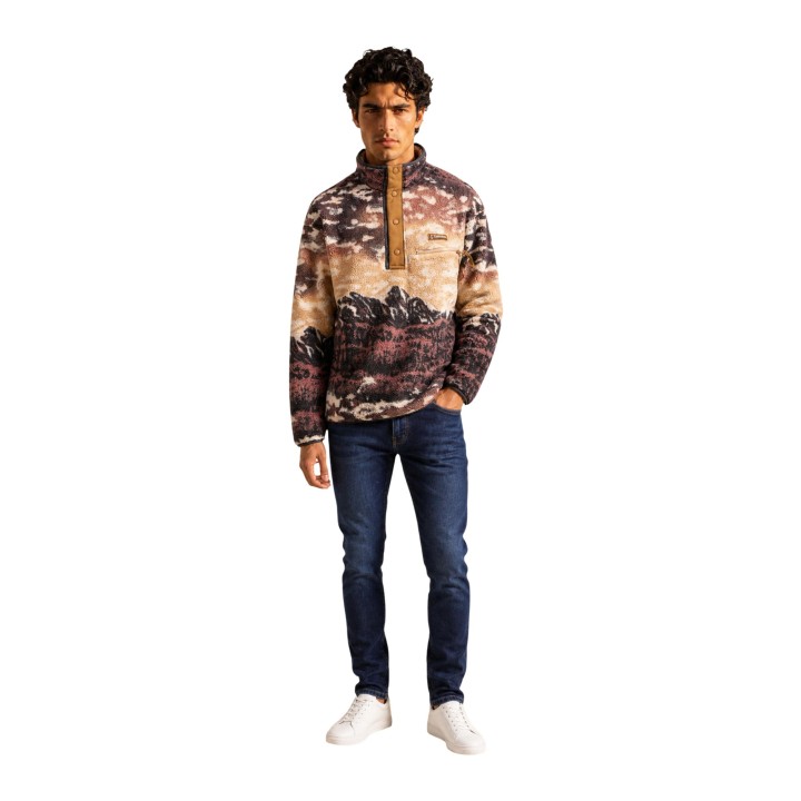 Sudadera Columbia Helvetia II de fleece para hombre color coffee vista de tres cuartos