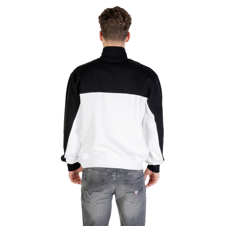 Sudadera de hombre Karl Lagerfeld Jeans negra y blanca con media cremallera vista posterior