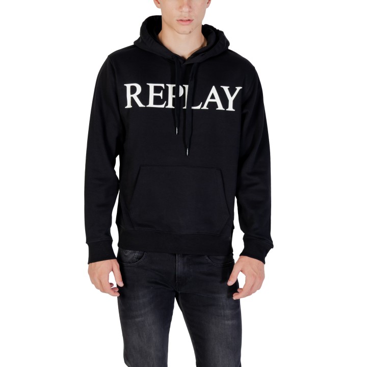 Sudadera Replay negra para hombre con capucha M3104.000.23832 vista frontal