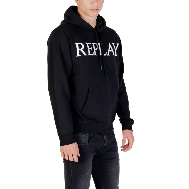 Sudadera Replay negra para hombre con capucha M3104.000.23832 vista tres cuartos