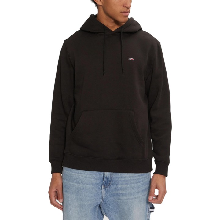 Sudadera negra con capucha para hombre Tommy Hilfiger Jeans vista frontal