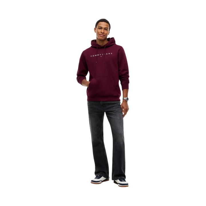 Tommy Hilfiger Jeans sudadera de hombre violeta uva con capucha vista de tres cuartos