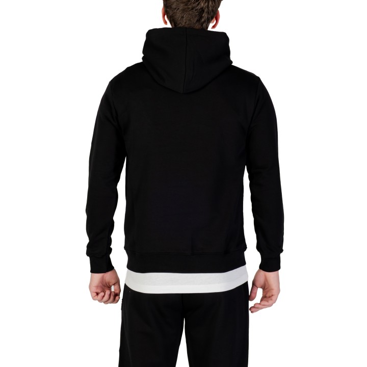 Icon sudadera de hombre negra con capucha vista posterior