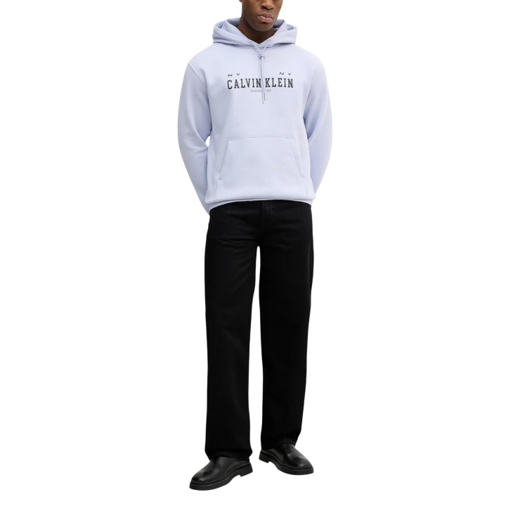 Sudadera de hombre Calvin Klein Jeans LV04RE251G lila con capucha vista frontal completa