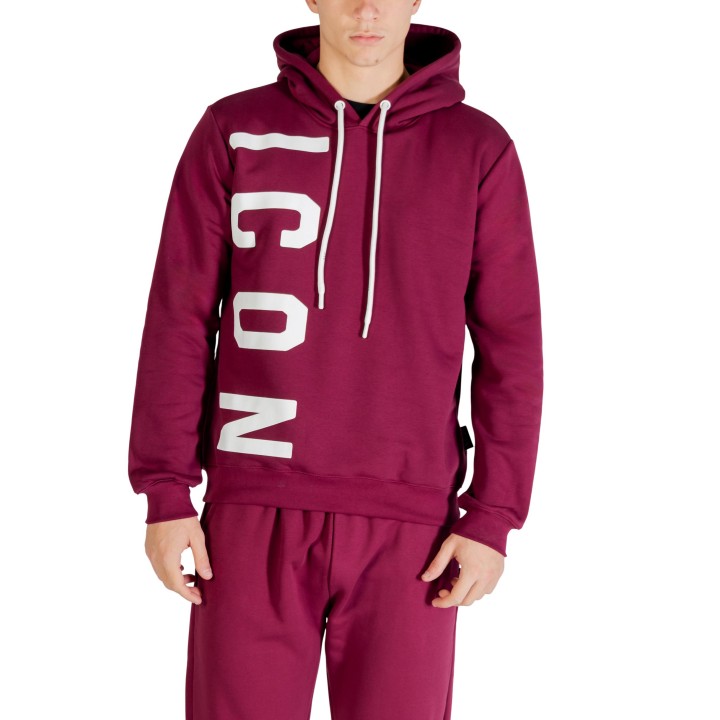 Sudadera Icon de hombre color burdeos con capucha vista frontal modelo ICUF2W6F003