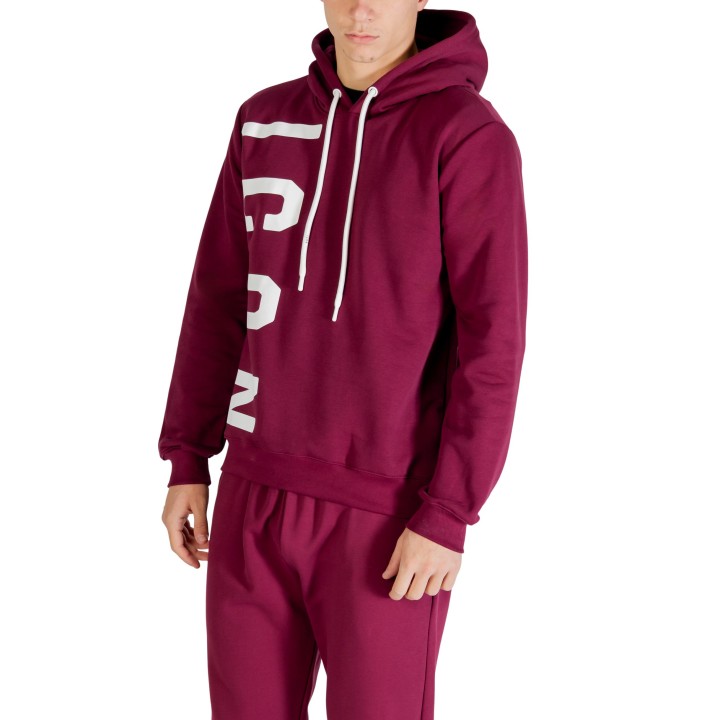 Sudadera Icon de hombre color burdeos con capucha vista lateral modelo ICUF2W6F003
