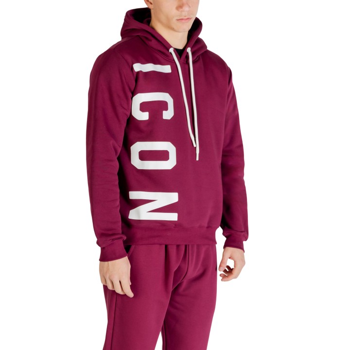 Sudadera Icon de hombre color burdeos con capucha vista frontal modelo ICUF2W6F003