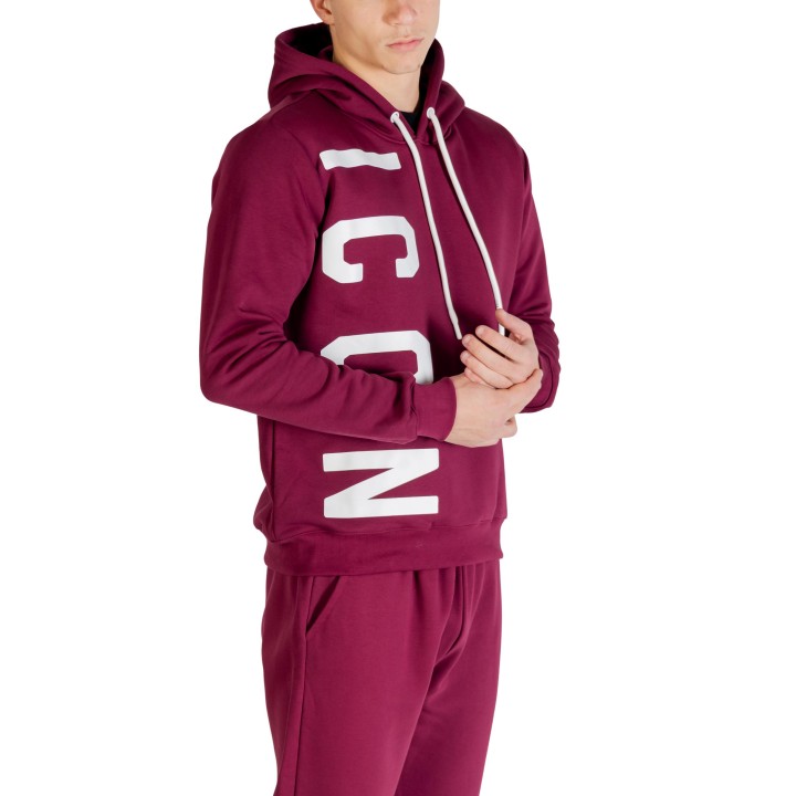 Sudadera Icon de hombre color burdeos con capucha vista tres cuartos modelo ICUF2W6F003