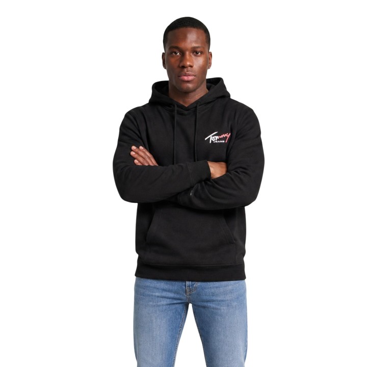 Sudadera de hombre Tommy Hilfiger Jeans negra con capucha vista frontal