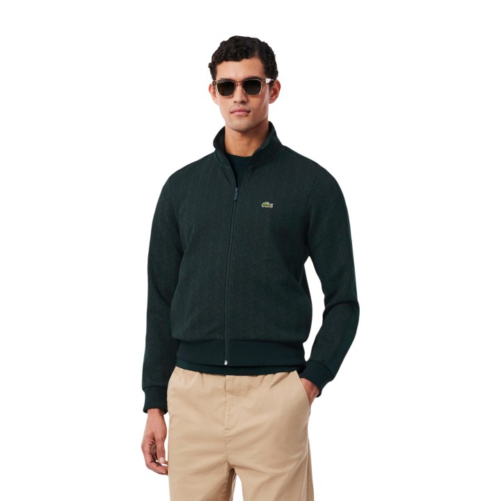 Lacoste SH1368 sudadera de hombre verde oscuro en vista frontal