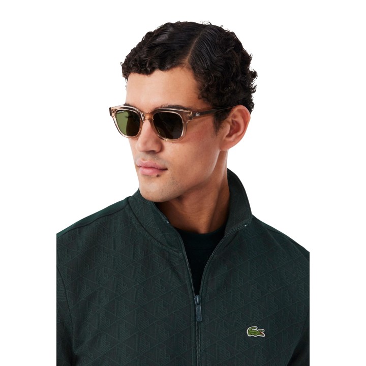 Detalle de sudadera Lacoste SH1368 de hombre verde oscuro
