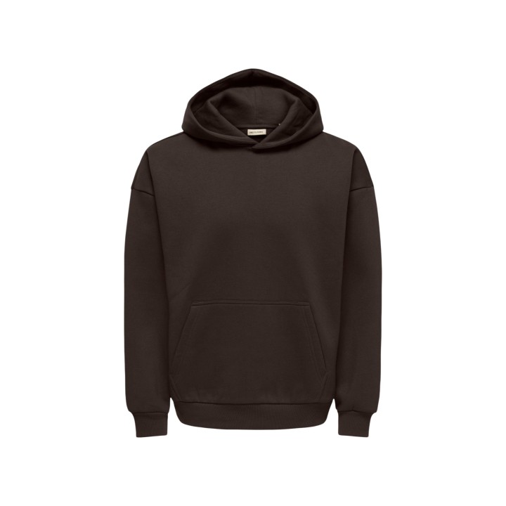Sudadera con capucha Only & Sons para hombre en color café vista frontal