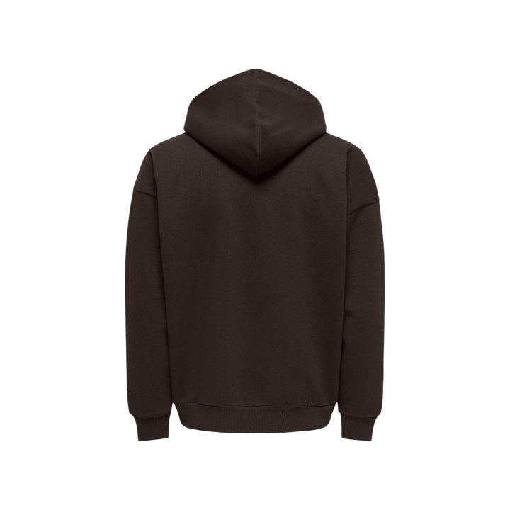 Sudadera con capucha Only & Sons para hombre en color café vista posterior
