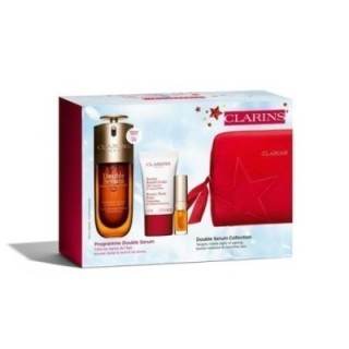 Set doble serum Clarins para rostro con estuche rojo vista frontal
